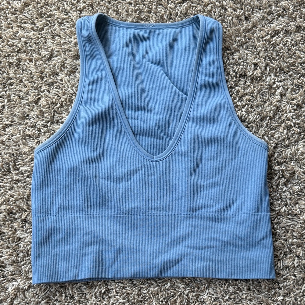 Athleta Blue Ribbed Women's Tank Top